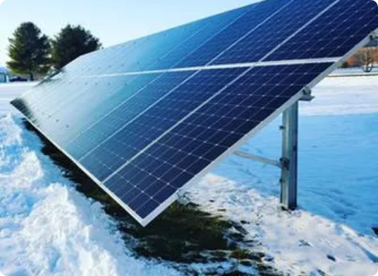 solar panels with snow